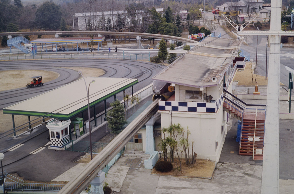 The vintage car ride was located next to the monorail station.