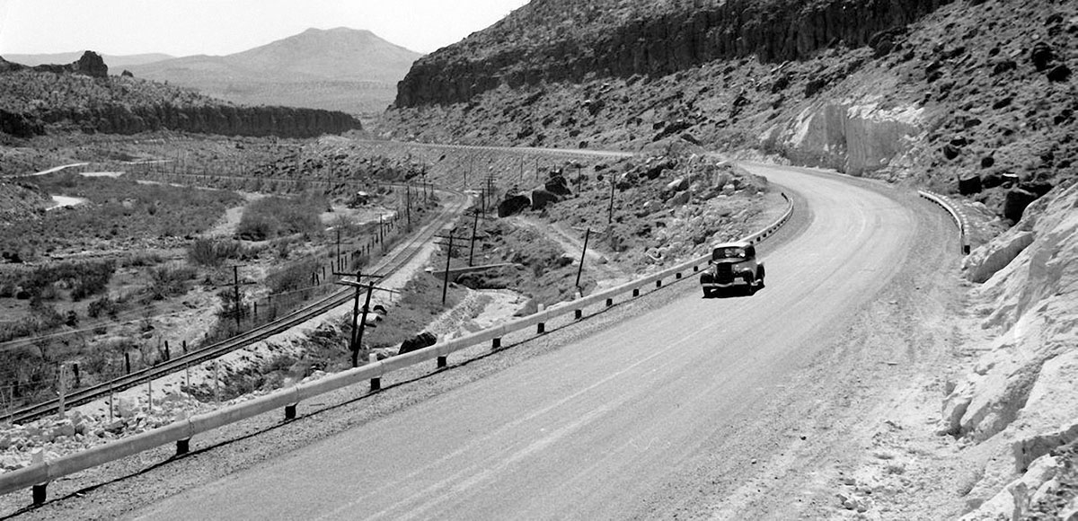 A car on Route 66 in 1930