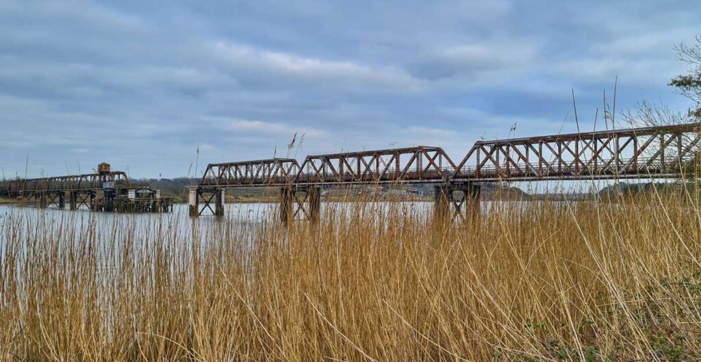 The abandoned Old Red Iron Bridge in Waterford