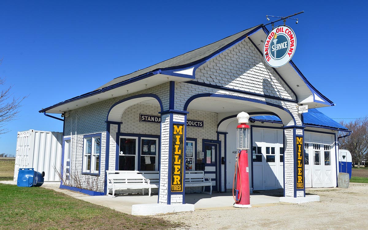 Restored Gas Station in Odell, Illinois