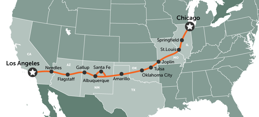 A map of Route 66