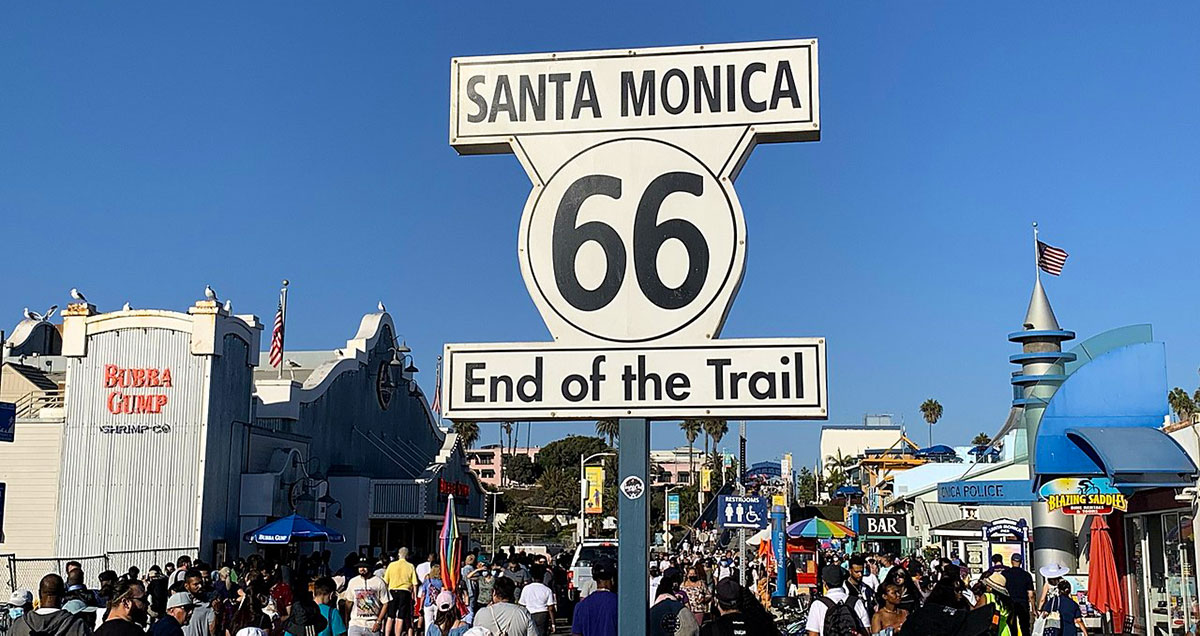Sign marking the end of Route 66 on Santa Monica Pier