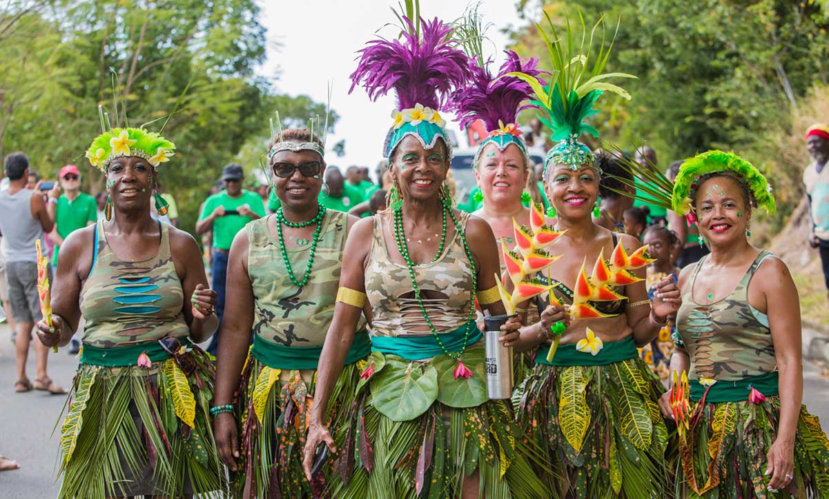 Women celebrating St Patrick's Day in Montserrat.
