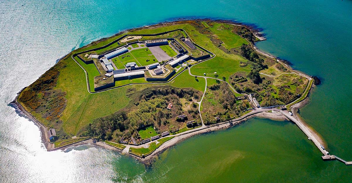 An overhead view of Spike Island