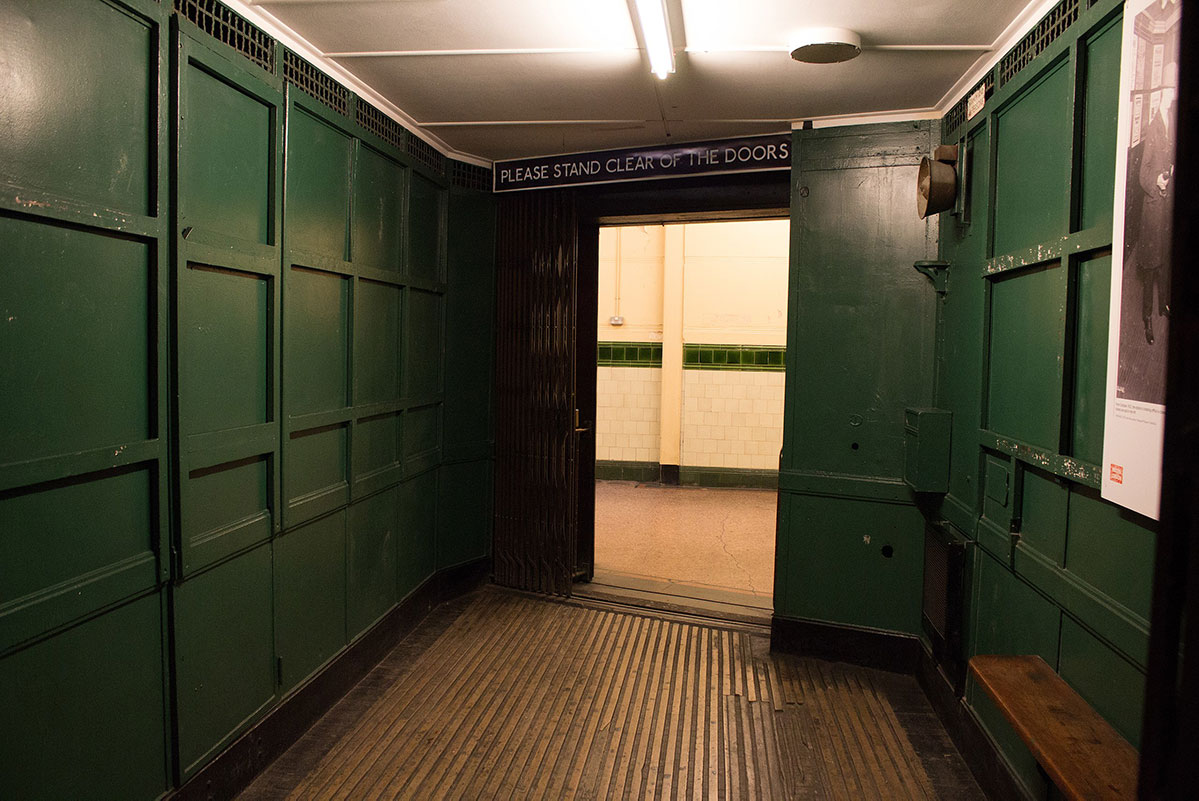 The lift in Aldwych Underground station