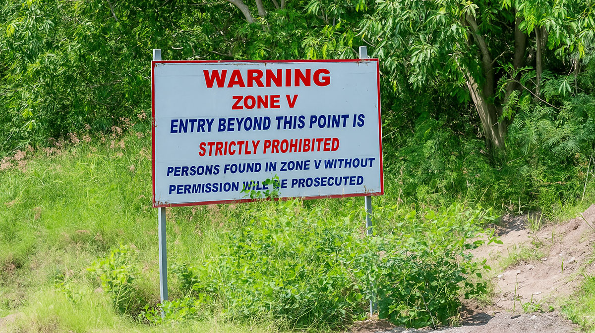 Montserrat Exclusion Zone Sign