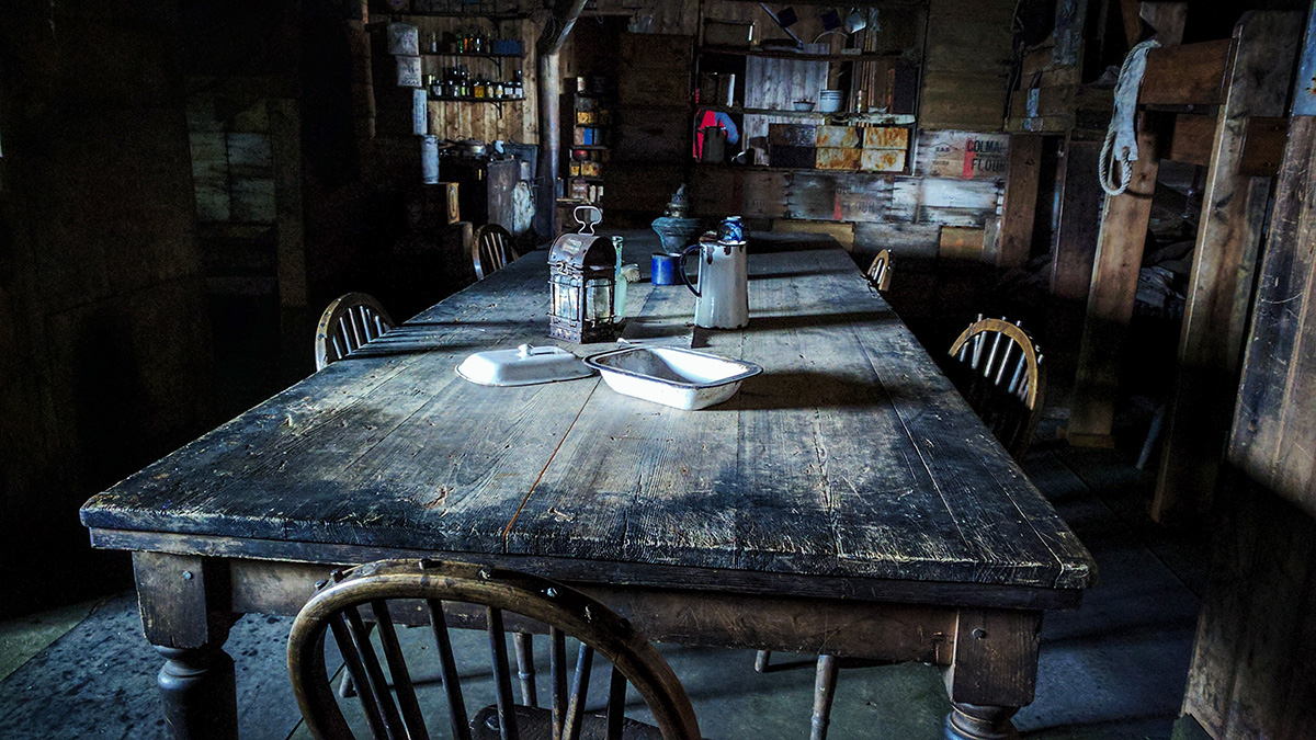 Table inside Scott's Hut