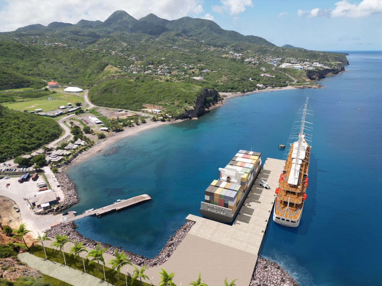 Little Bay, Montserrat pier rendering