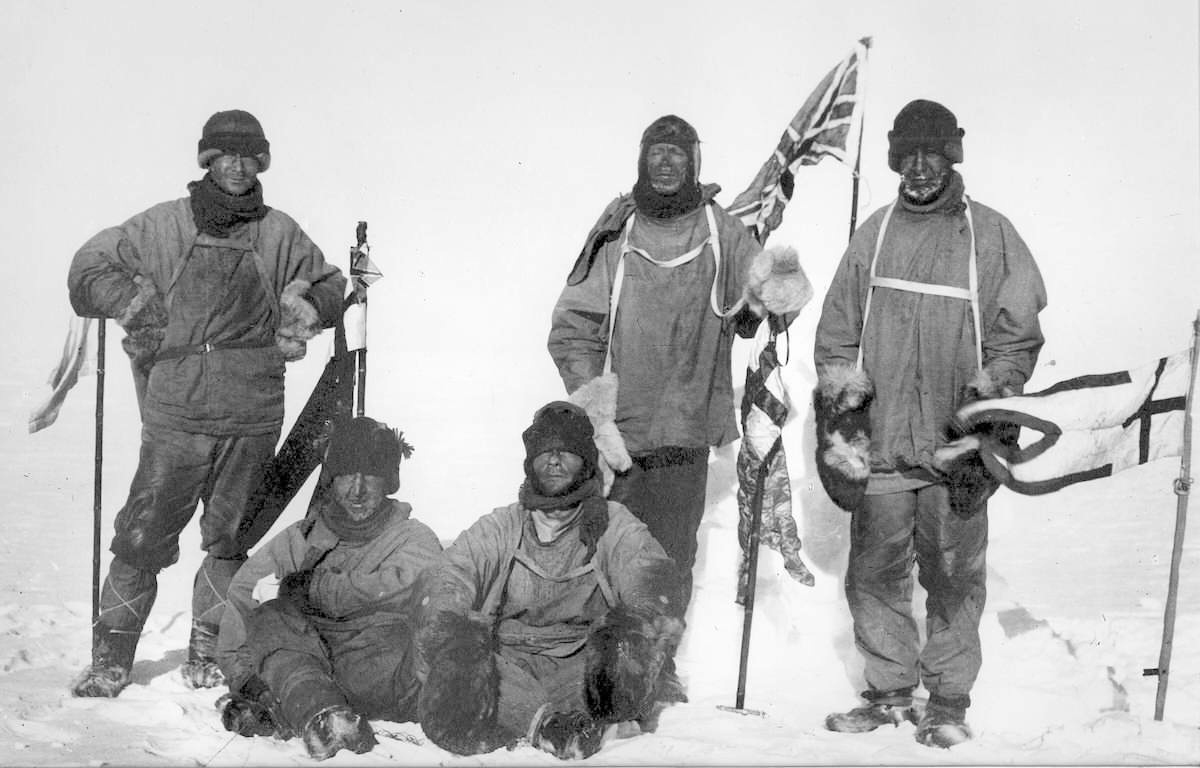 Robert Falcon Scott and the Terra Nova Expedition team at the South Pole