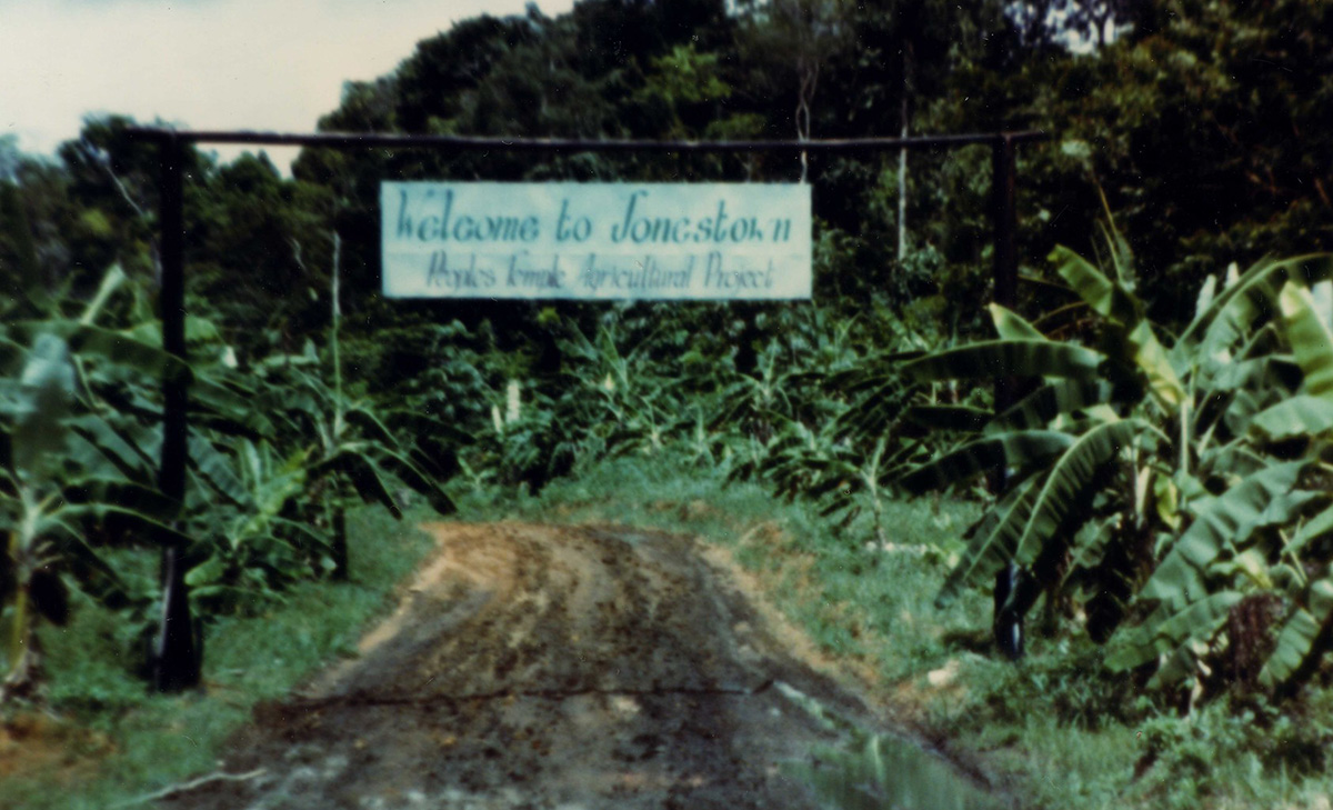 The original Welcome to Jonestown sign