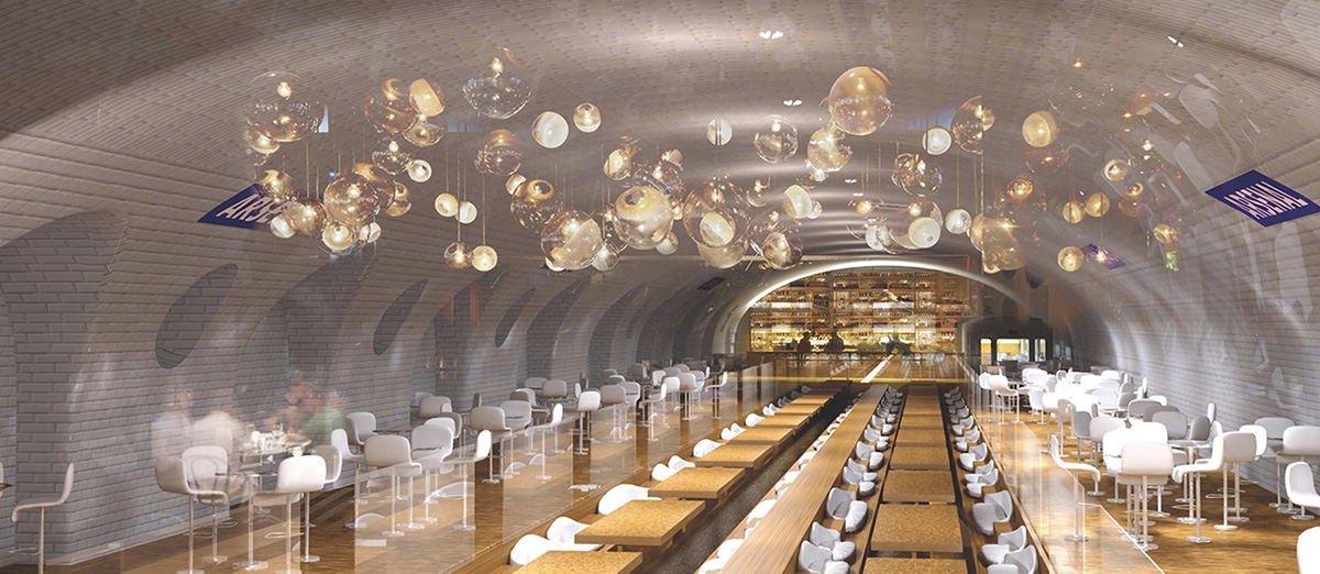 Arsenal Métro station as an upscale restaurant