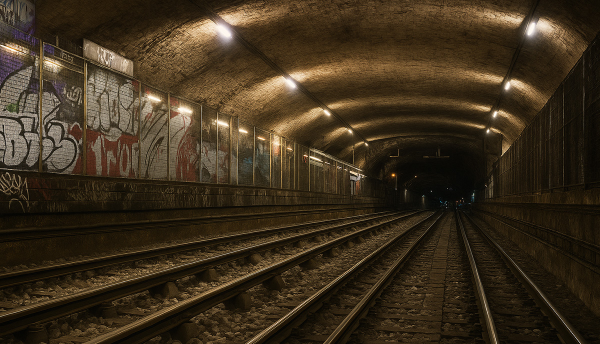 Tunnel on Ligne 5 of the Paris Métro